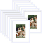 12 Packs 8x10 Picture Frames, Display 5x7 with Mat or 8x10 Without Mat, Gallery Wall Frame Set, 8 by 10 Frames Bulk Set of 12 Collage Wall Decor Photo Frames Set for Wall and Tabletop, White