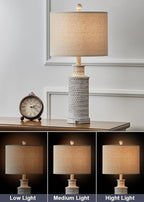 BOBOMOMO USB A+C 3-Way Dimmable Touch Control Table Lamp Set of 1 Vintage Rustic Farmhouse Traditional Nightstand Bedside Lamps(1 Bulb Included)