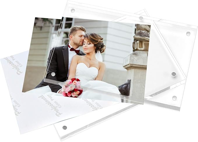 Magicool Premium Acrylic Photo Frame- Magnet Photo Frame -Double Sied Thick Desktop Frames (4x6 2 pack)