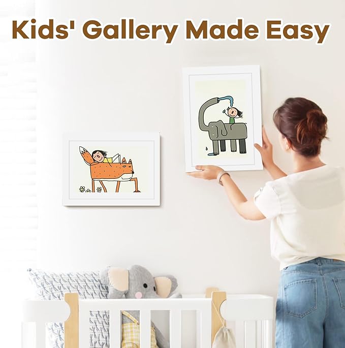 1 Pack Kids Artwork Frames 10x12.5 Inch Changeable Kids Art Frame with Front Opening for Art Display, Horizontally Vertically Wall Mount for Kids Drawing & School Projects (White)