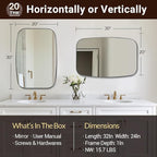 ANDY STAR Brushed Nickel Bathroom Mirror, 20x30’’ Oval Mirror for Bathroom, Brushed Nickel Oblong Mirror with Metal Frame Wall Mounted for Living Room, Bedroom