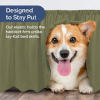 Wrap Around Dust Ruffle Bed Skirt - Sage Green - for Full Size Beds with 15 Inch Drop - Elastic Strap - Adjustable Pleated Bedskirt with Brushed Fabric and Wrinkle Free - for Women, Men, Kids & Teens