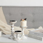 Romadedi Wood Candle Holders for Pillar Candles - Set of 3 Tall Farmhouse Wooden Candlestick Holder, Rustic Candle Stand for Fireplace Mantle Shelf Table Home Decor, Brown Whitewashed 3.9"/6"/ 8.3"