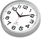 Atomic Wall Clock 10 Inch, Modern Clock Battery Operated Classic Analog Decorative for Kitchen, Living Room, Office, Bedroom, Bathroom (Silver)