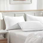 Globon Luxury Feather Down Pillow, Medium Fluffy Pillow King Size, Gusseted Bed Pillows for Sleeping, Hotel Collection Pillows 18"X34", Set of 2