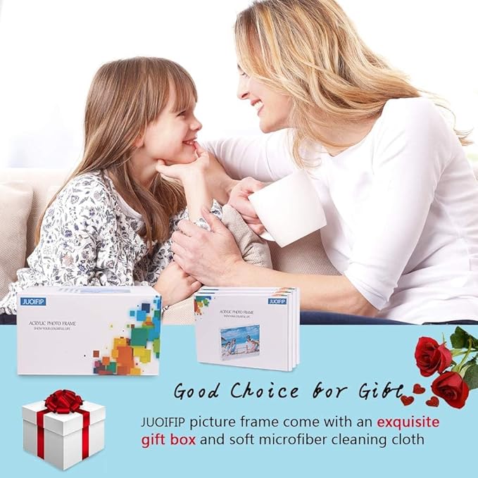 5 Pack Acrylic Picture Frame 5x7 Clear Double Sided Magnetic Picture Frameless Desktop Display Photo Frame with Stand Best Gift for Family, Baby, Friend