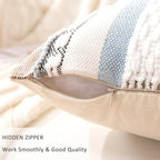 Boho Throw Pillow Covers 18x18 Set of 2 Farmhouse Decorative Cushion Case Striped Square Pillows Cover Chenille Pillow Cases Accent Neutral Pillowcase for Sofa Couch Bed,Orange-Blue