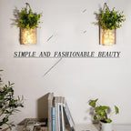 Rustic Wall Sconces, Mason Jar Sconces, Farmhouse Home Decor, LED Fairy Lights, Green Fake Plant, Interior Decoration Warm Toned Lighting. (2 Pack)