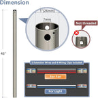 46" Ceiling Fan Downrod, 【1 Outside Diameter】 Brushed Nickel Extended Downrod, including 4 Wire Connectors and 5 Extension Wires (No Threads)