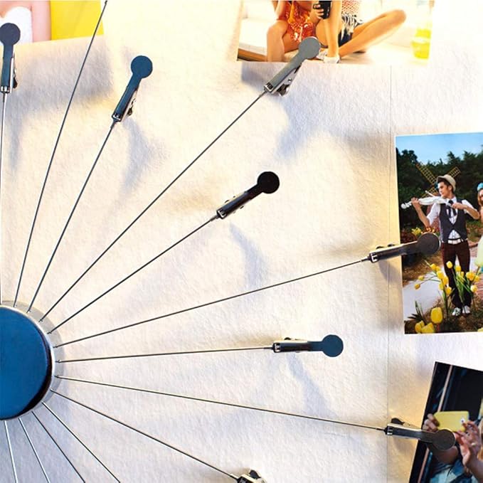 Mollytek Hanging Photo Display Wall Décor Magnetic Collage Board Clip Photo Holder Wall Picture Holder with 24 Clips for Hanging Prints, Instax, Polaroid, Holiday Cards, Artwork(Wall-Mounted)
