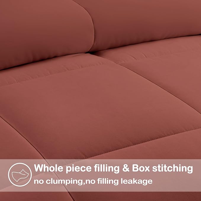 EASELAND Twin Size Down Alternative Comforter - Quilted Duvet Insert for All Seasons, Soft Lightweight with Corner Tabs, Summer Winter Warm Bedding, Terracotta 64×88 Inches