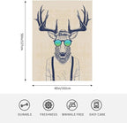 HGOD DESIGNS Deer Throw Blanket Deer Dressed up Like Cool Hipster Blanket Super Soft Flannel Throw Blanket Lightweight Plush Fuzzy Bed Blanket for Bedding Sofa and Travel 40"X50"