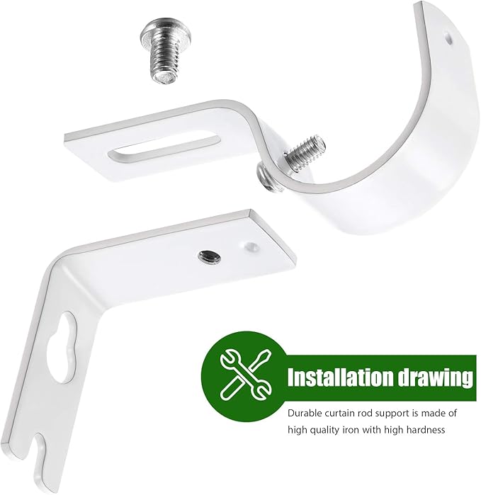 Frienda 12 Pcs Curtain Rod Brackets Adjustable Holder Wall for 1 Inch Diameter Curtain Rod General Bracket Hooks with Screws (Matt White)