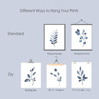 Navy Blue Botanical Art Set of 6, Minimalist Abstract Prints Watercolor Blue White Leaf Plant Wall Decor Canvas Painting, Boho Floral Wall Decor for Bedroom, Living