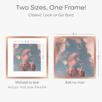 Homeforia Rose Gold Frame 8x8, High End Metal 8 x 8 Square Picture Frames with Mat 6 x 6 Art, 8x8 Photo Frame Matted to 6x6 inch Print, 8by8 Wall or Tabletop Frames, Tempered Glass, Wall Kit, Set of 1