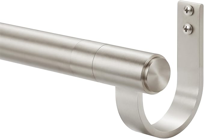 Curtain Rods for 28-130” Windows, Splicing Construction, 1” Adjustable Drapery Rod with Aluminum Alloy Brackets and Finials for Window, Sliding Door, Patio, Living Room Decoration, Brushed Nickel