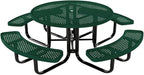 Coated Outdoor Furniture Heavy-Duty Portable Outdoor Kids Table with Umbrella Hole, Punched Steel Kids Picnic Table, Commercial-Grade, Made in America (46 In, Round, Childrens, Textured Green)