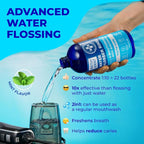 Concentrated Water flosser Rinse & Mouthwash | Add to Oral irrigator | Mint Flavor | When dilluted 186 fl.oz | Alcohol and Fluoride Free. Made in USA | Pack of 1 = 16.9 fl.oz WATER DENT