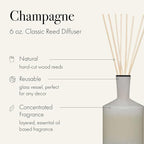 LAFCO New York Classic Reed Diffuser, Champagne - 6 oz, Pack of 2 - Up to 3 Months Fragrance Life - Reusable, Hand Blown Glass Vessel - Natural Wood Reeds - Made in The USA