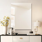 Mirrorons Bathroom Vanity Mirror 28" x 36", Frameless Mirror with Polished Edge, Hangs Horizontally or Vertically. Upgraded Shatterproof Bathroom Mirror for Wall.