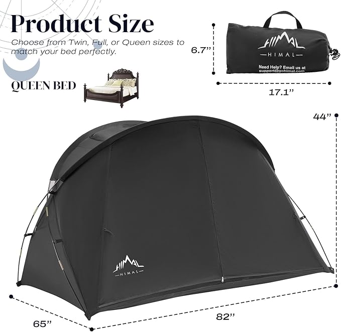 Bed Tent Canopy Queen, Blackout Portable Sleep Tent Easy Setup, Breathable Mesh, Privacy Curtains for Adults, Ideal for Indoor