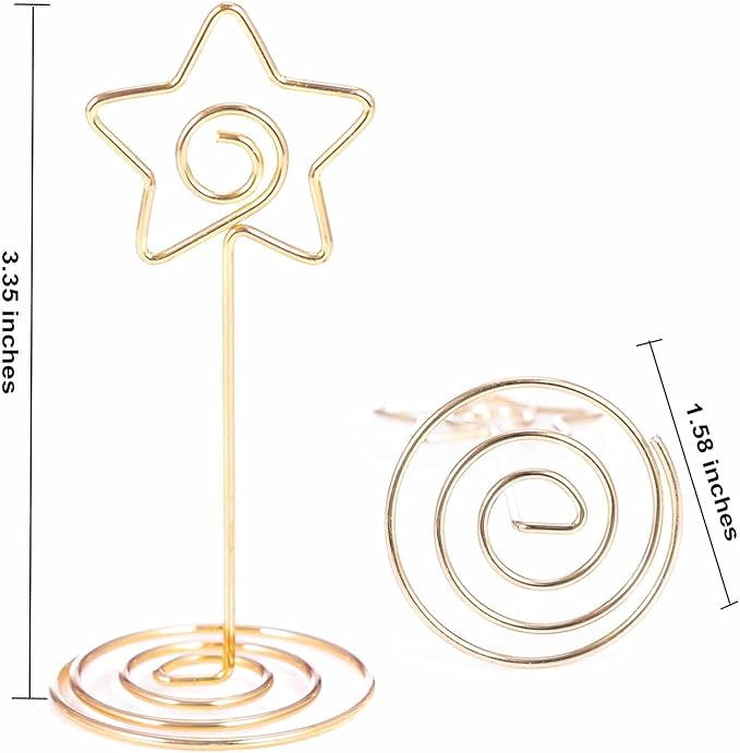 12pcs Table Number Holders Metal, 3.35 inch Place Card Stands for Wedding Centerpieces, Birthday Party - Table Card & Photo Picture Holders (Gold-Star Shaped)