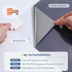 rabbitgoo Window Tint for Home One Way Privacy Window Film See Out Not In Heat UV Blocking Reflective Removable Static Cling Mirror Decorative House Glass Covering, Black Silver, 35.4 Inch X 13.1 Feet