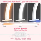 Foldable Large Half Moon LED Light,22" Arch Light with Rhinestone-Encrusted for Table Nail Desk with Phone Stand, Upgrade Arch Light for Nail Techs (White, Small)