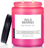 M&SENSE Wild Berries Large Soy Candles for Home Scented Organic Natural Soy Wax Candle 19.4oz 110 Hour Long Lasting, Christmas Holiday Scented Winter Gift for Bedroom Bathroom Home Decor