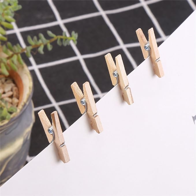 CCINEE Cute Wooden Clothespins Natural Craft Peg Pins Sturdy Mini Pins Clips, 1 Inch, 72 Pieces in Total
