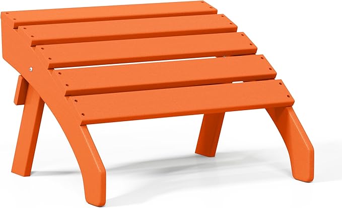 WestinTrends Dylan Outdoor Patio HDPE Adirondack Ottoman Footrest, Orange