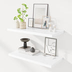 30" Floating Shelves for Wall, 12" Deep Slim White Floating Shelves, Wall-Mounted Shelves for Bedroom, Living Room, Kitchen, Bathroom - Set of 2