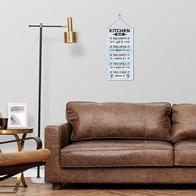 Hanging Kitchen Rules Wood Decor Sign, Rustic Kitchen Wooden Signs, Printed Wood Wall Art Sign, Kitchen Door Rules Rustic Sign, Hanging Wood Sign Kitchen Decor, Funny Farmhouse Kitchen Wall Décor D1