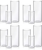 Cylinder Flower Vases 12PCS 10" 7.8" 6" Hurricane Candle Holders Pillar Votives Floating Candles Holder, Clear Glass Vase for Spring Easter Wedding Party Decorations