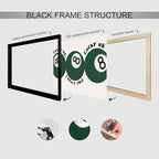 Green 8 Ball Poster, Lucky Me Lucky You Lucky Us Quote Canvas Wall Art, Playful Billiards Balls Picture Print, Retro 8ball Pool Painting for Bar Cart Game Room Man Caves Wall 24x36in Unframed