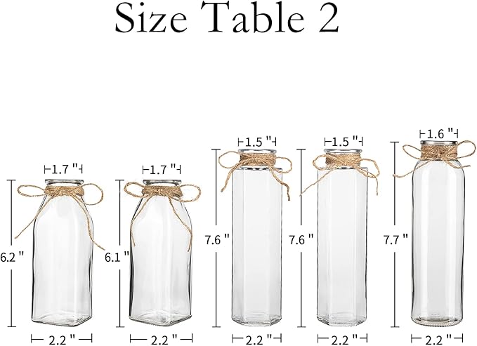 Flowers Vases Set of 10, Small Clear Glass Vases with Rope Design and Differing Unique Shapes Flower Vase for Home Holiday Decoration