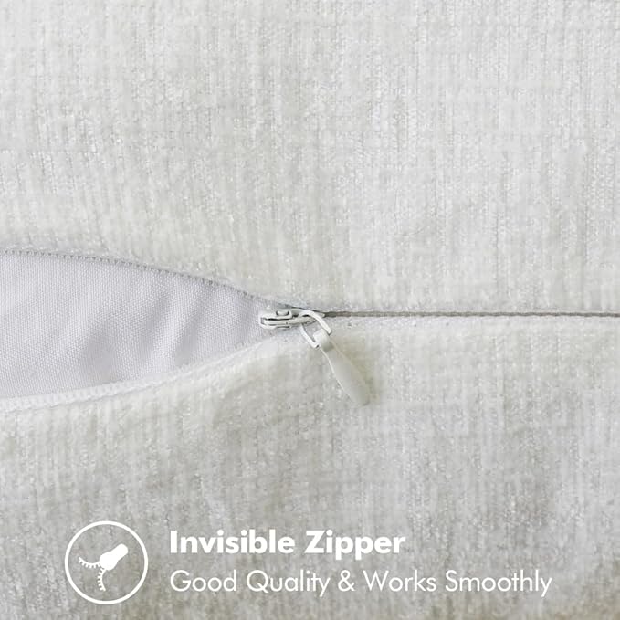 MIULEE Pack of 2 Christmas Pillow Covers 20x20 Inch Pure White Farmhouse Decorative Throw Pillow Covers with Stitched Edge Soft Chenille Solid Dyed Couch Pillow Covers for Sofa Bed Living Room