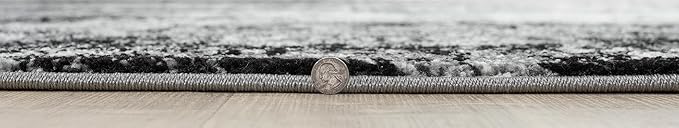 Keen Home Design Area Rugs - 10ft Round Non-Shedding, Abstract Rugs for Kitchen, Living Room, Bedroom, Dining Room, Entryway - Size: 10' Square, Abstract Black