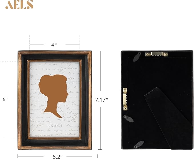 AELS 4x6 Inch Vintage Picture Frame, Elegant Luxury Antique Photo Frames with Glass Front, Photo Display, Tabletop Wall Hanging, Gift Ideas, Pearl Pattern