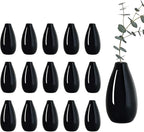 Modern Black Small Ceramic Vase Set of 16 for Living Room Bedroom 4.13'' Minimalist Fresh Flower Vases for Home Decor Office Fireplace Centerpieces Nordic Style Gift for Fake Plant 16 Pack