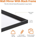 Amazon Basics Rectangular Wall Mount Mirror 24" x 36", Peaked Trim, Black