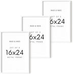 HAUS AND HUES 16x24 White Metal Picture Frames - Features Premium Aluminum, Vertical & Horizontal Hang, Shatterproof Plexiglass - Perfect for Home, Room, Office (16x24 in, White, Set of 3)