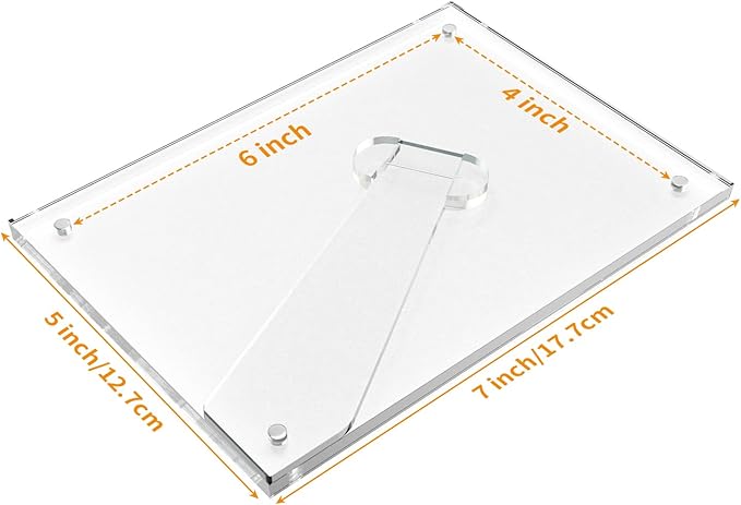4x6 Inches Picture Frame, Magnetic Acrylic Clear Photo Frame with Stand for Tabletop Display (3 Pack)