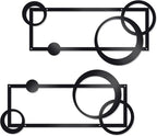 OYEFLY 2 Pcs Metal Abstract Wall Art,Modern Geometric Decor (Black, style 2)