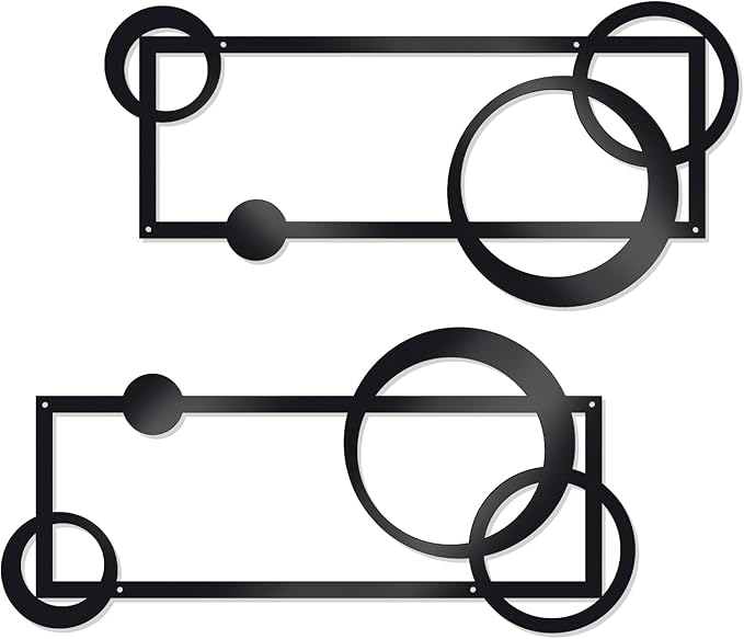 OYEFLY 2 Pcs Metal Abstract Wall Art,Modern Geometric Decor (Black, style 2)