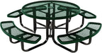 Coated Outdoor Furniture Heavy-Duty Portable Outdoor Kids Table with Umbrella Hole, Expanded Metal Kids Picnic Table, Commercial-Grade, Made in America (46 In, Round, Childrens, Green)