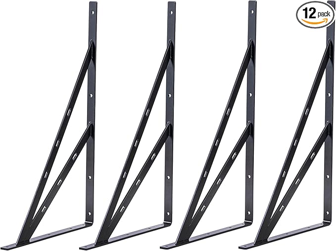 24 inch x 15 inch Heavy Duty Shelf Bracket ，Shelf Bracket 4Pack 24" Floating Shelf Brackets Corner Brace Joint Right Angle Bracket Black L Brackets Heavy Duty (24 inch x 15 inch)