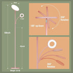 Pink Floor Lamp, 42W 4000LM Super Bright LED Room Lamp with Adjustable Reading Light,Dimmable Modern Standing Lamp with Remote & Touch Control for Room Bedroom Office Floor Light