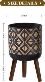 Flower Pot with Legs Tall Flower Pot with Drainage Holes for Indoor and Outdoor Decorative Planting (Black Gold, 12 Inches)