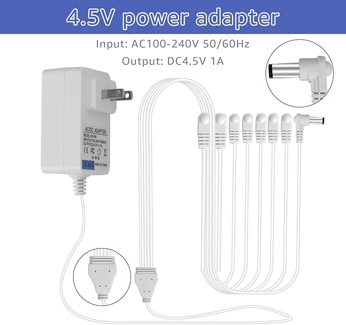 (8-Way Output) 4.5V Power Adapter Compatible with Lemax Lighting Accessories 74295 74707 84428 94565 94566 94527 94563 94564 Christmas Halloween Mini House Rural Lighting Architectural Decoration